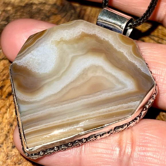 Brown Banded Agate Pendant 2” - Picture 9 of 11